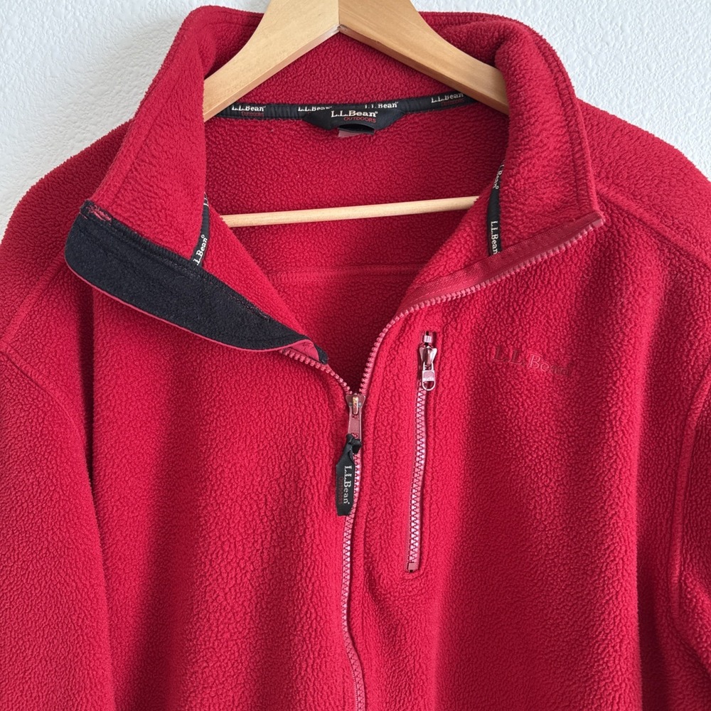 VINTAGE LL Bean Mens Jacket Sweater Large Red Full Zip Classic Fleece‎ Outdoors